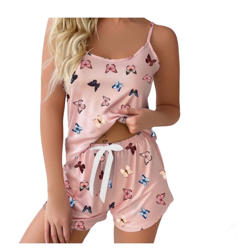 Women’s Pink Butterfly Pajama Set Size Large